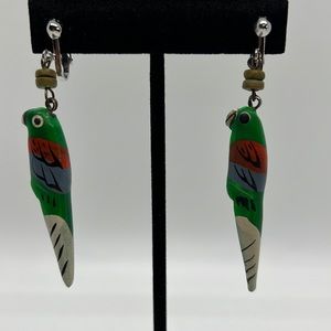 Tropical Bird Clip Earrings